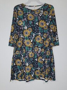 3/4 Sleeves Side Pocket Swing Dress
